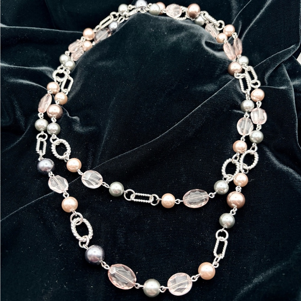 Pink & Gray Beaded Necklace